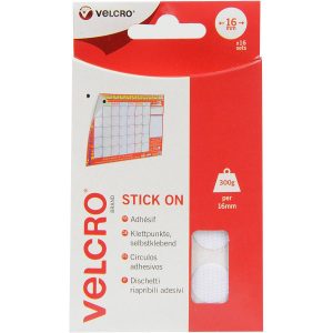 Velcro 16mm Stick on Coins White