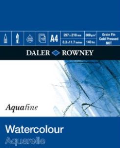 Daler Rowney Aquafine watercolour gummed pad 140lb/300gsm A4 Portrait