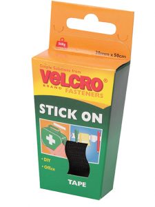 Stick On Tape 20mm X 50cm Black H & L VELCRO® Brand
