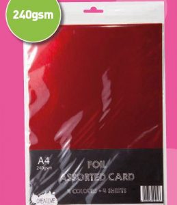 Creative House A4 240gsm Foil Card Assorted 4 Sheets