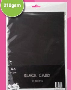 Creative House A4 210gsm Black Card 10 Sheets