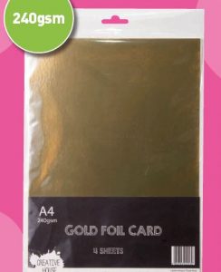 Creative House A4 240gsm Foil Card Gold 4 Sheets