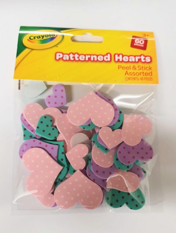 Crayola Peel & Stick Patterned Hearts 60 Pack